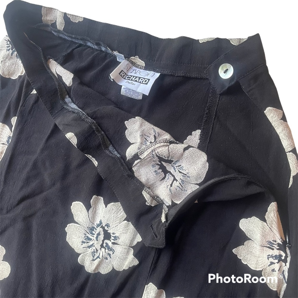 Vintage Black Floral Maxi Skirt size 10 size Small Medium - Picture 5 of 6